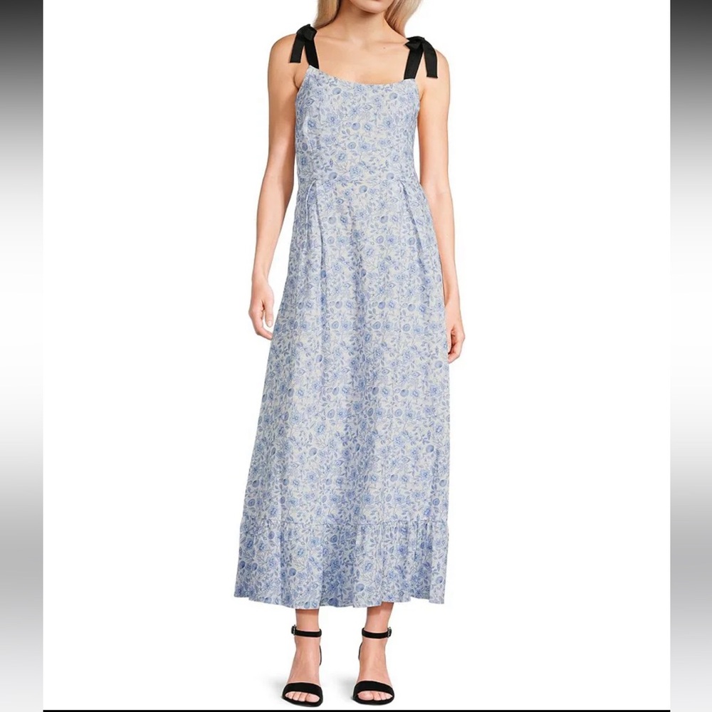 🆕 GB  Floral Print Grosgrain Tie Maxi Dress.